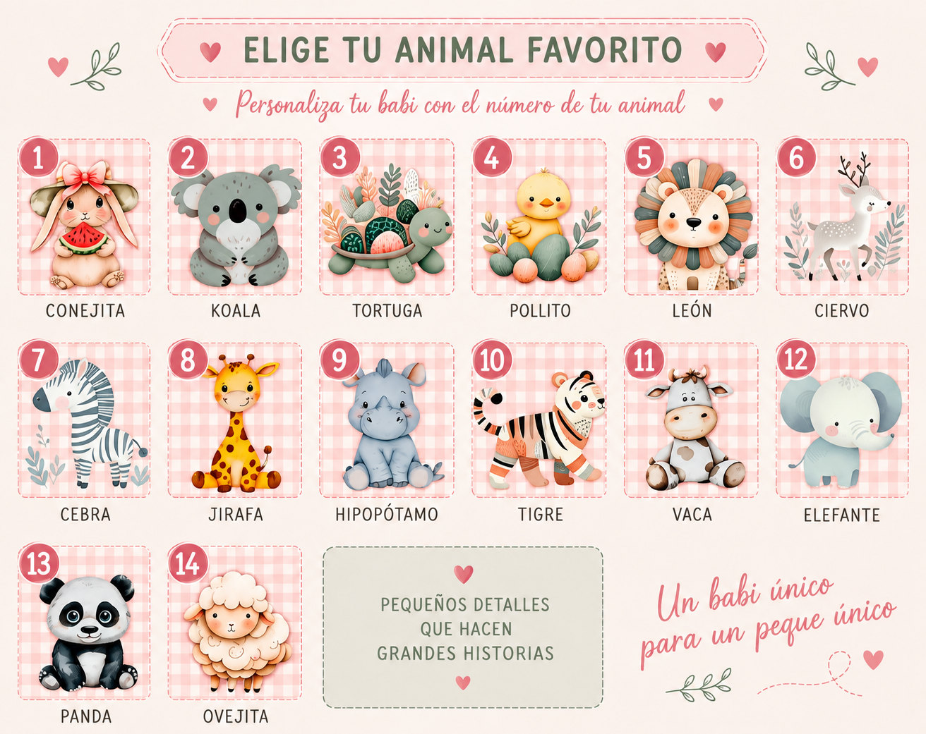 Animales para personalizar los babis