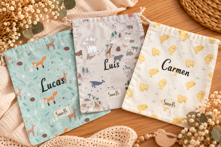 Talegas personalizadas para bebé de 100% algodón con nombre